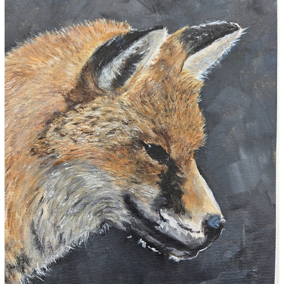 Original Acrylic Painting Red Fox Portrait 9x12 Wildlife Animal Art Canvas - Picture 7 of 7